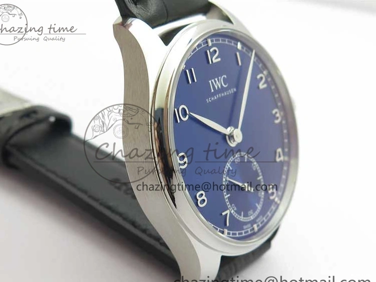 MIROTIME 0112 TimelessDesign Portuguese IW358304 ZF 1:1 Best Edition SS Blue Dial on Leather Strap A 7078